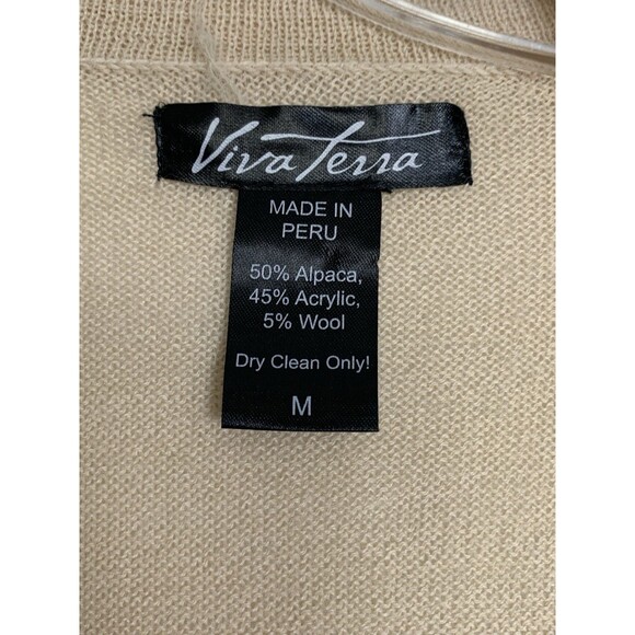Viva Terra Alpaca Wool Blend Open Front Cardigan - Size Medium - Picture 3 of 8
